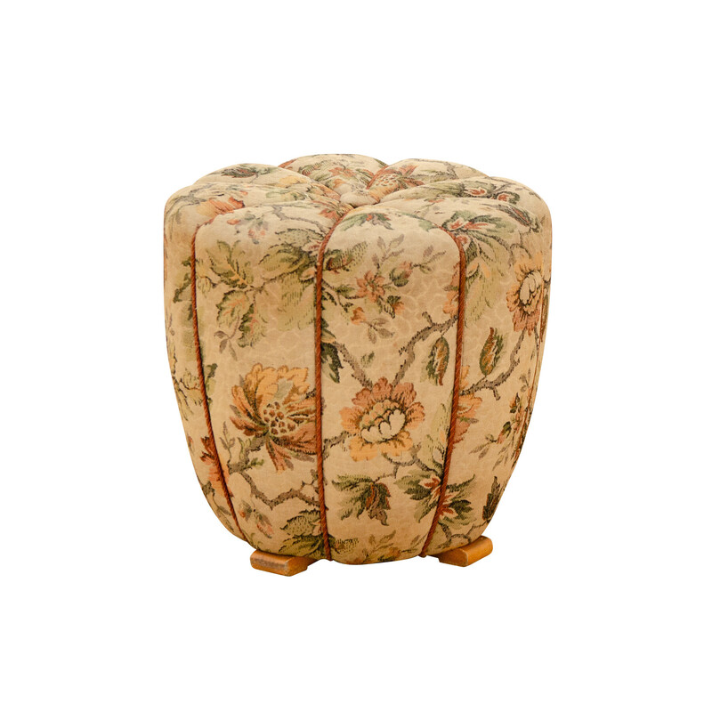 Vintage Art Deco pouf in wood and fabric by Jindřich Halabala for Up Závody, Czechoslovakia 1950