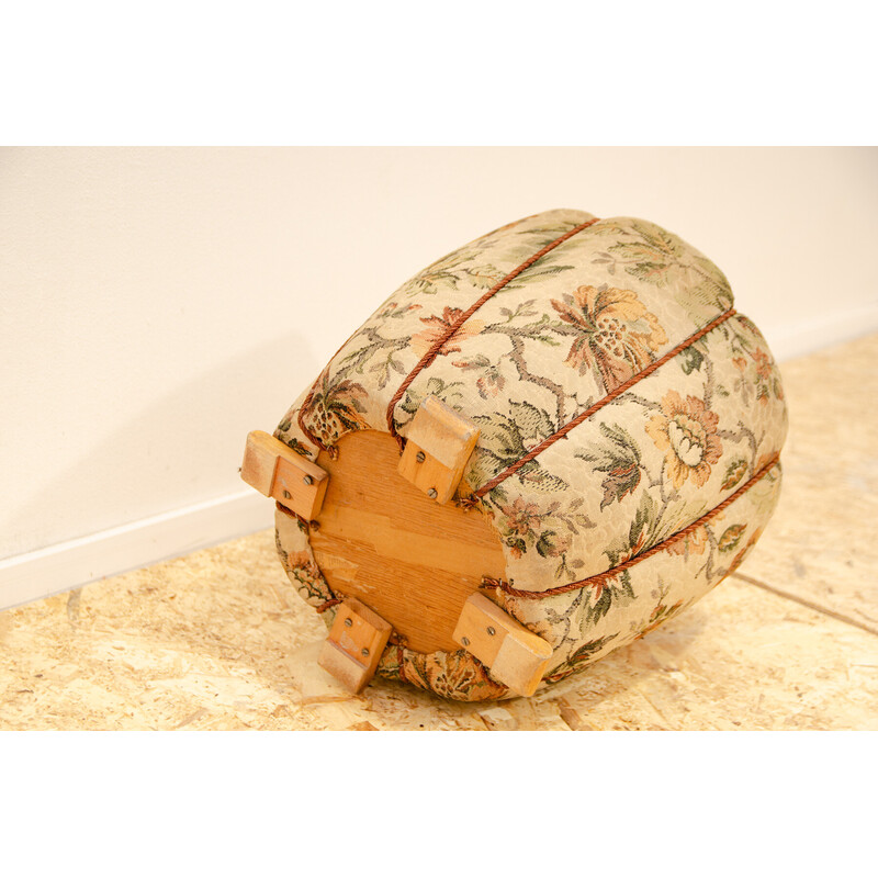 Vintage Art Deco pouf in wood and fabric by Jindřich Halabala for Up Závody, Czechoslovakia 1950