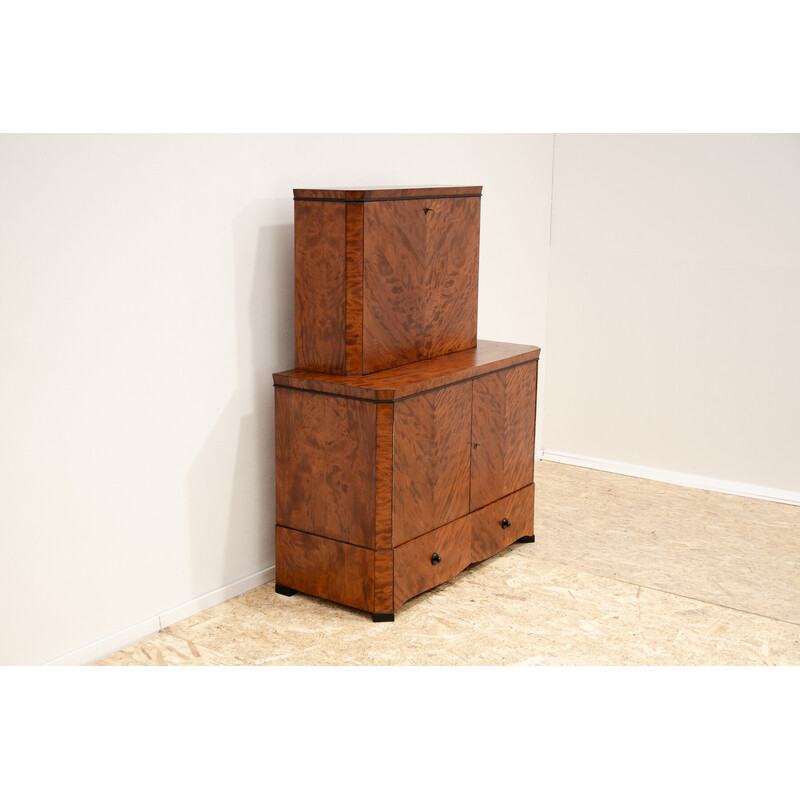 Vintage Art Deco sideboard in solid wood and walnut veneer, Czechoslovakia 1930