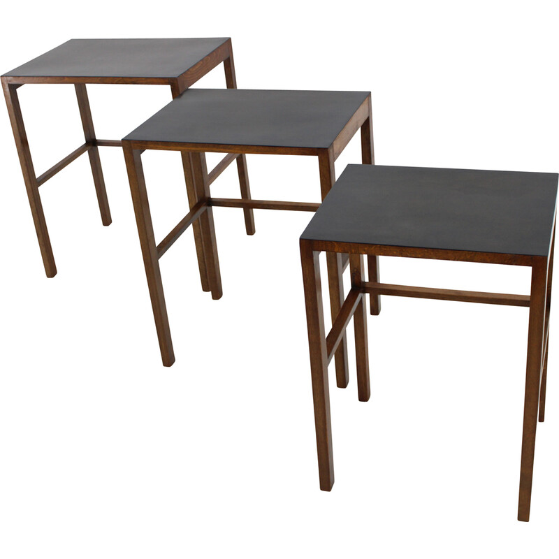 Vintage beech wood nesting tables by J. Halabala, Czechoslovakia 1930