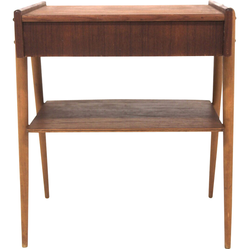 Vintage teak and beech bedside table for Ab Carlströms and Co Möbelfabrik, Sweden 1960