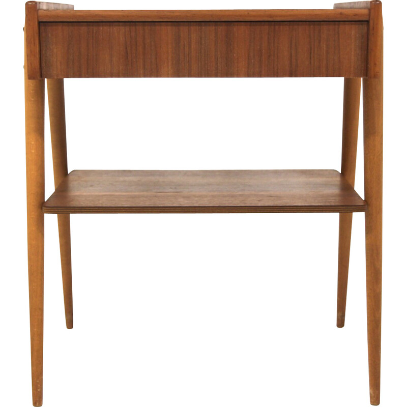 Vintage teak and beech bedside table for Ab Carlströms and Co Möbelfabrik, Sweden 1960