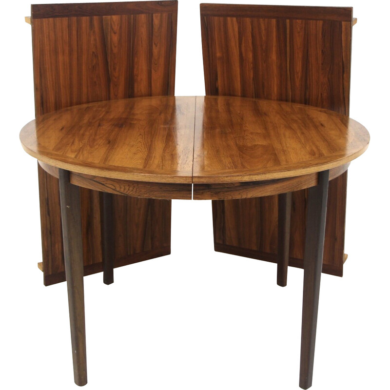 Vintage rosewood dining table with 2 extensions, Sweden 1960