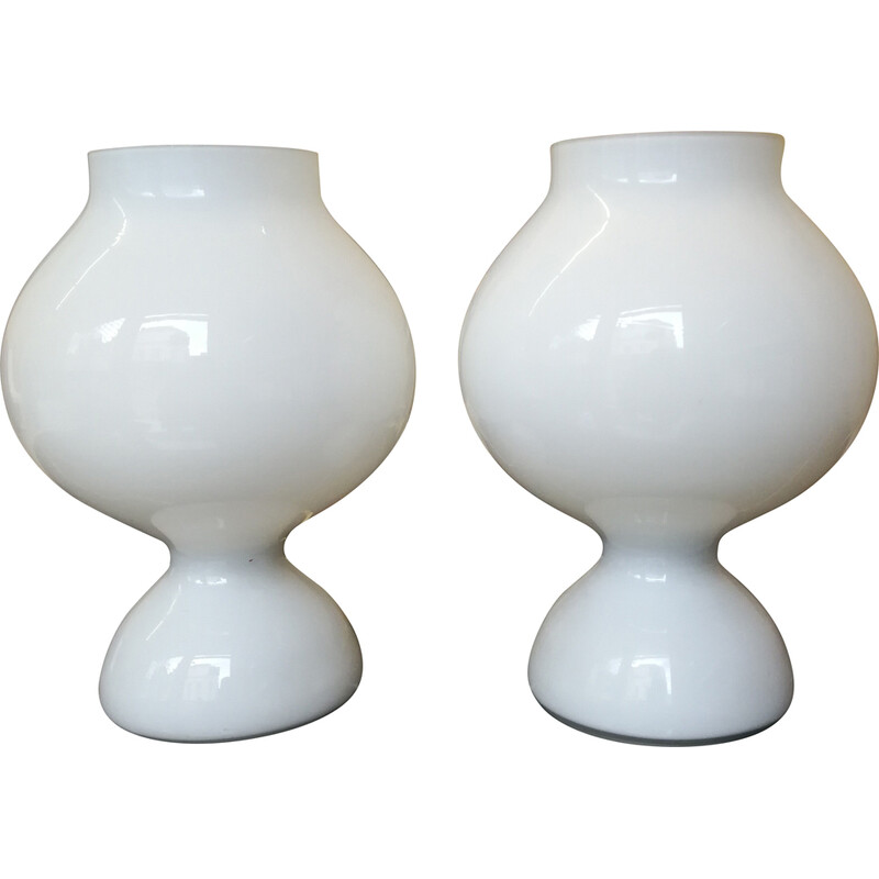 Pair of vintage Murano glass bedside lamps, Italy