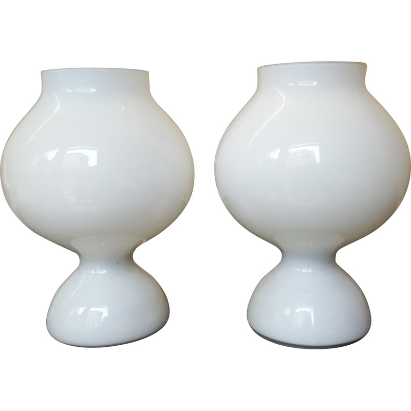 Paire de lampes de chevet vintage en verre Murano, Italie