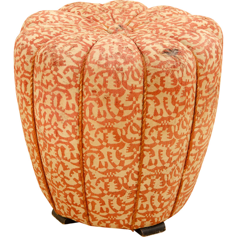 Vintage Art Deco pouf in wood and fabric by Jindřich Halabala for Up Závody, Czechoslovakia 1950