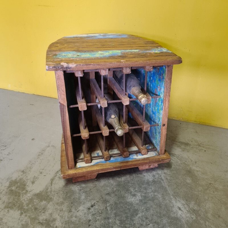 Vintage boat wine cellar in recycled teak wood, Indonesia