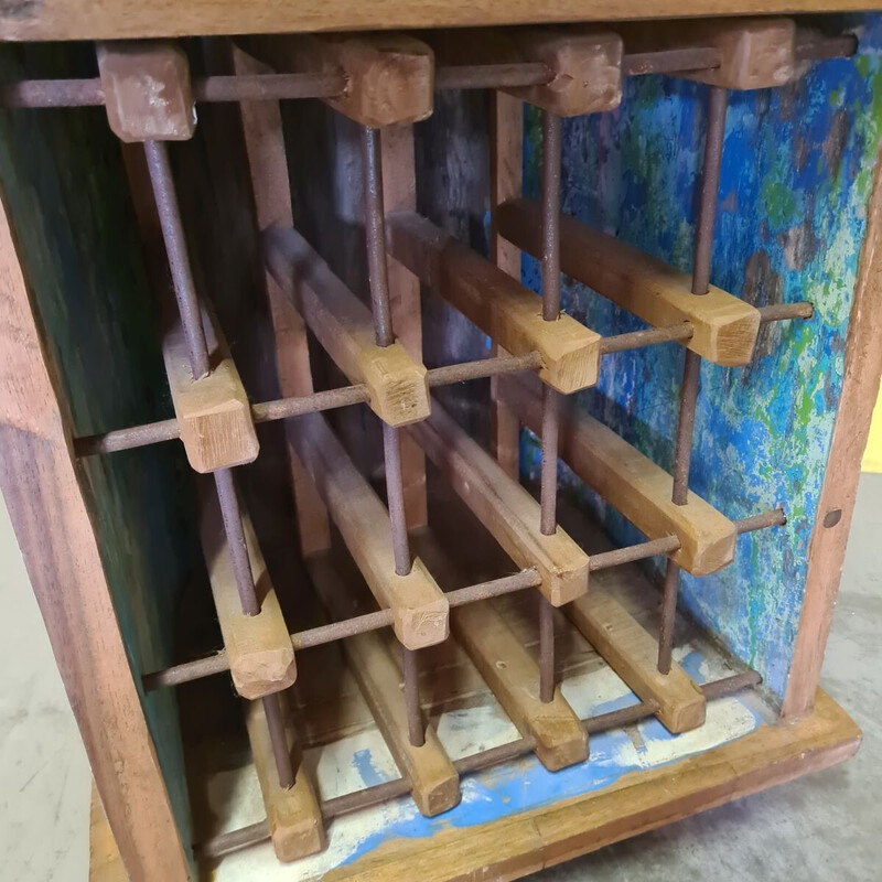 Vintage boat wine cellar in recycled teak wood, Indonesia