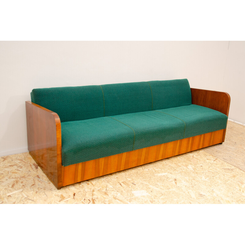 Vintage Schlafsofa aus Holz und Nussbaumfurnier für Up Závody, Tschechoslowakei 1950