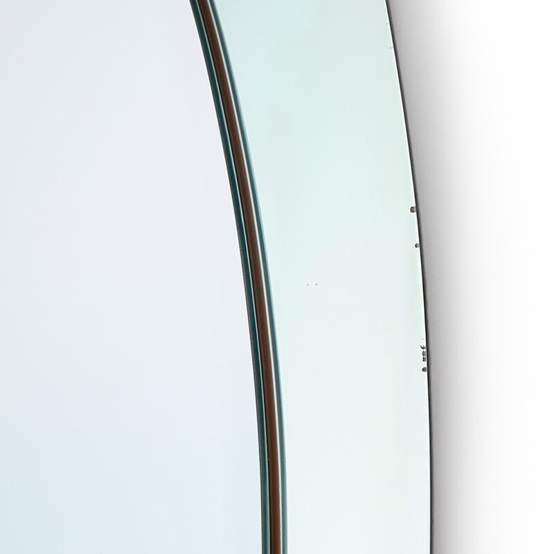 Vintage light blue mirror with glass frame, 1970