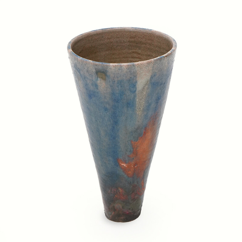 Vintage conical glazed ceramic vase, 1970