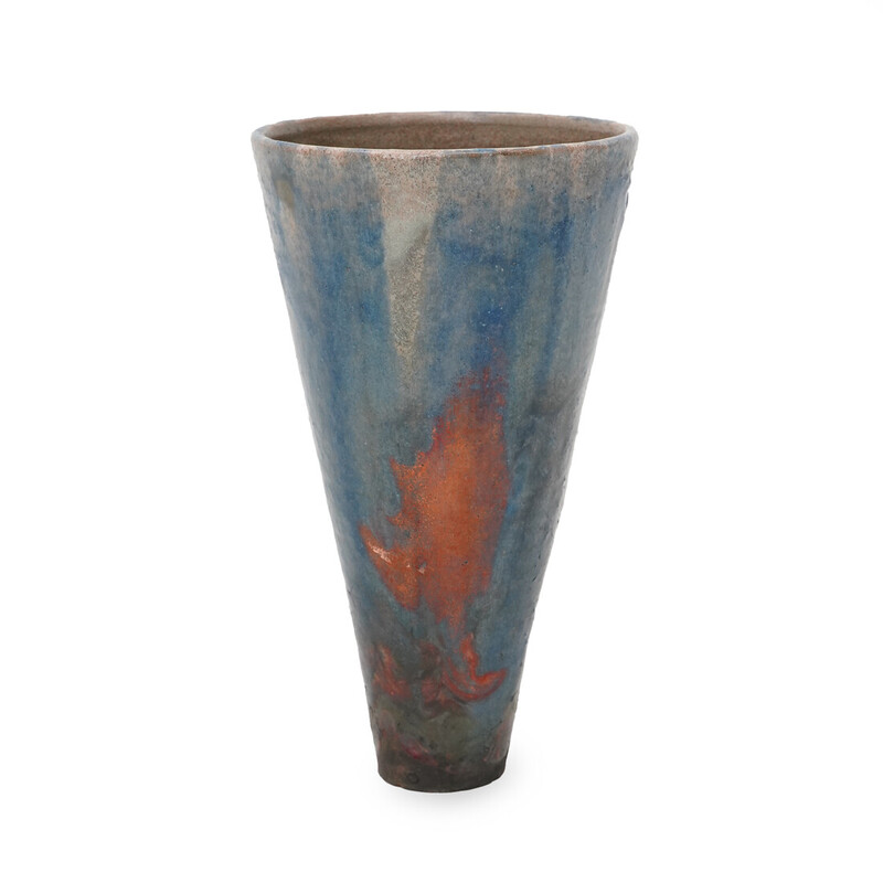 Vintage conical glazed ceramic vase, 1970
