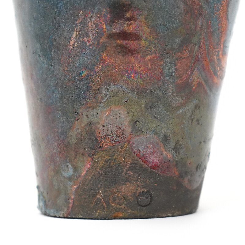 Vintage conical glazed ceramic vase, 1970