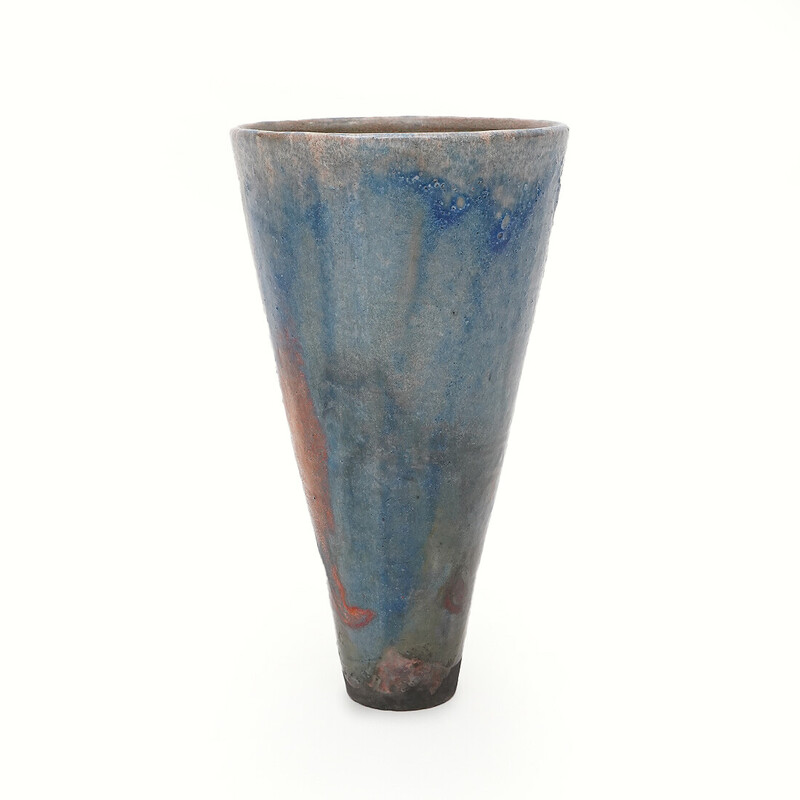 Vintage conical glazed ceramic vase, 1970