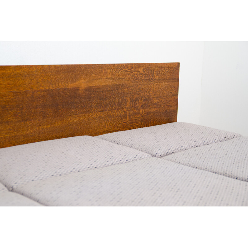 Vintage folding sofa bed in beech wood and fabric for Interiér Praha, Czechoslovakia 1960