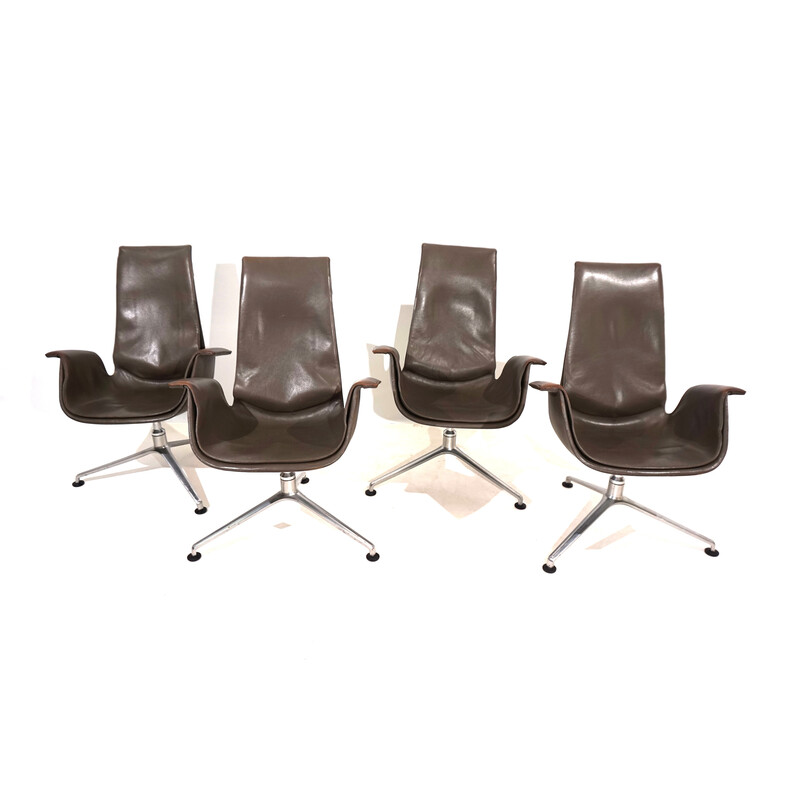 Set of 4 vintage FK 6725 leather armchairs by Kastholm and Fabricius for Alfred Kill International, 1960