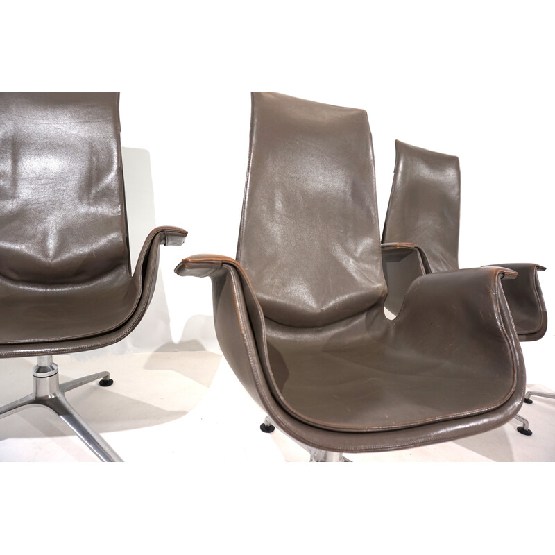 Lot de 4 fauteuils vintage FK 6725 en cuir par Kastholm et Fabricius pour Alfred Kill International, 1960