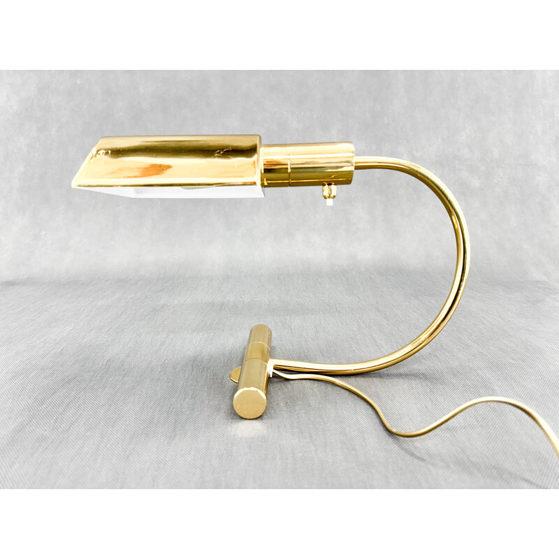 Vintage brass-plated metal desk lamp, Belgium 1970