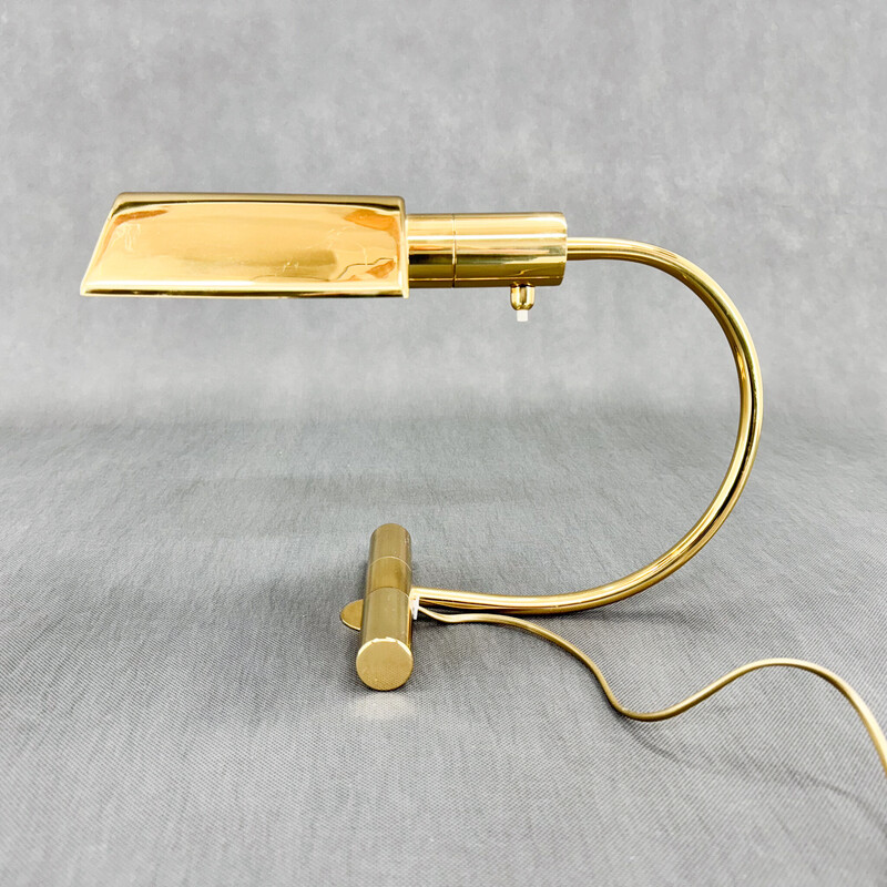 Vintage brass-plated metal desk lamp, Belgium 1970