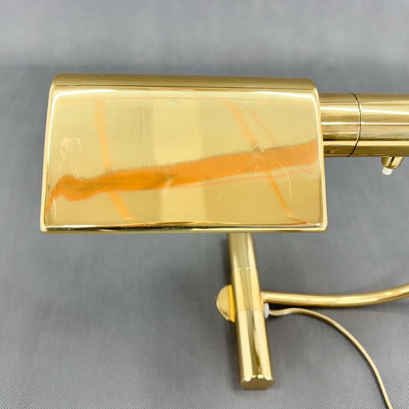 Lampe de bureau vintage en métal laitonné, Belgique 1970