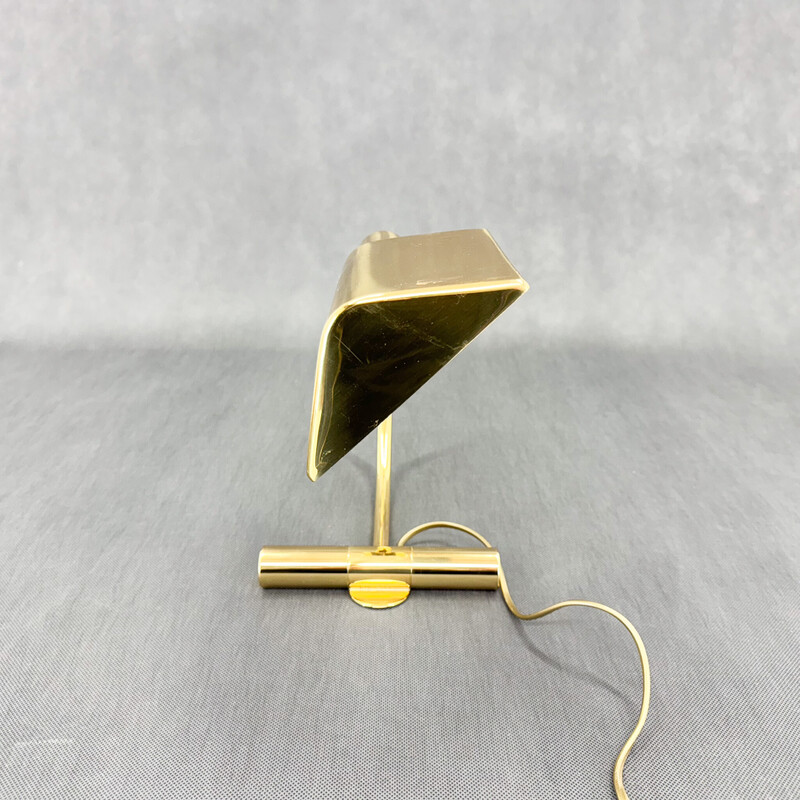 Vintage brass-plated metal desk lamp, Belgium 1970