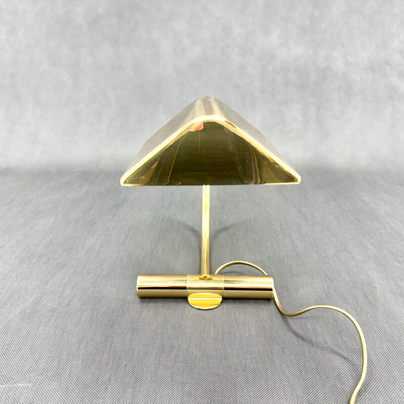Lampada da tavolo vintage in metallo ottonato, Belgio 1970