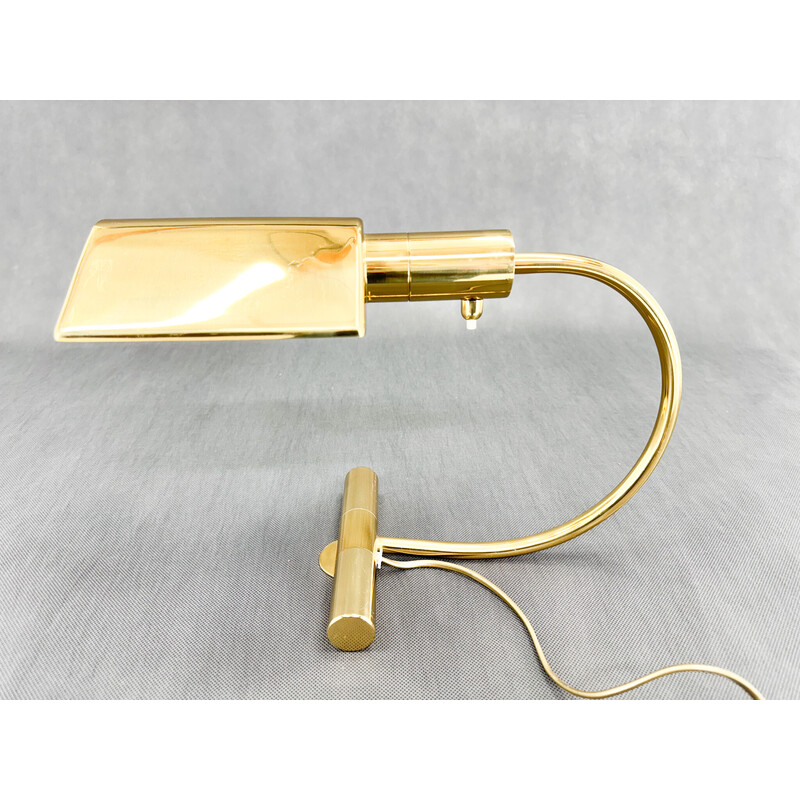 Vintage brass-plated metal desk lamp, Belgium 1970