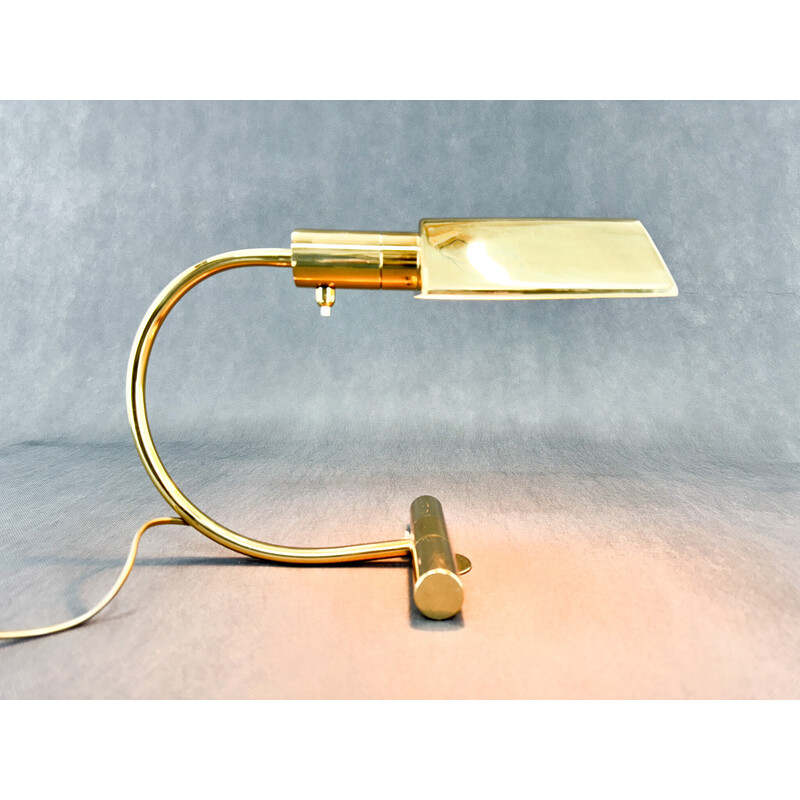 Vintage brass-plated metal desk lamp, Belgium 1970