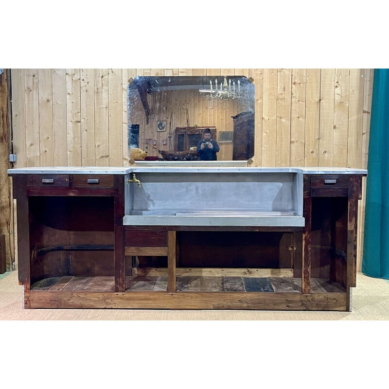 Vintage bistro counter in fir covered with formica, 1940