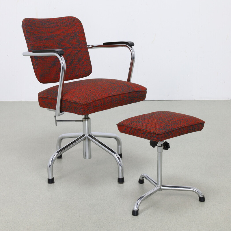 Vintage office chair with metal ottoman by Paul Schuitema for Fana, 1960