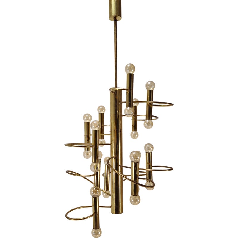 Vintage brass chandeliers by Gaetano Sciolari, Italy 1970