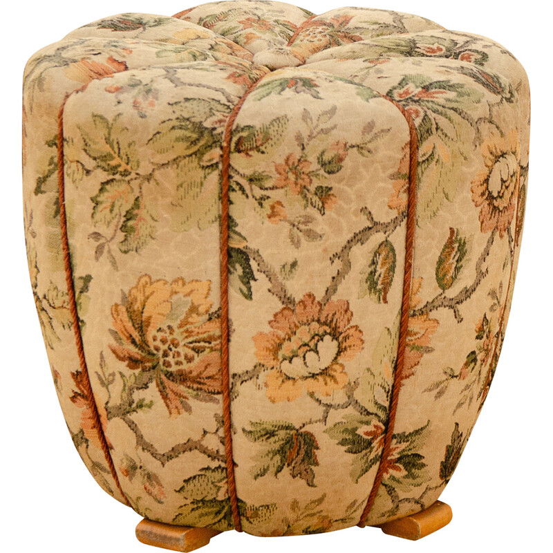 Vintage Art Deco pouf in wood and fabric by Jindřich Halabala for Up Závody, Czechoslovakia 1950