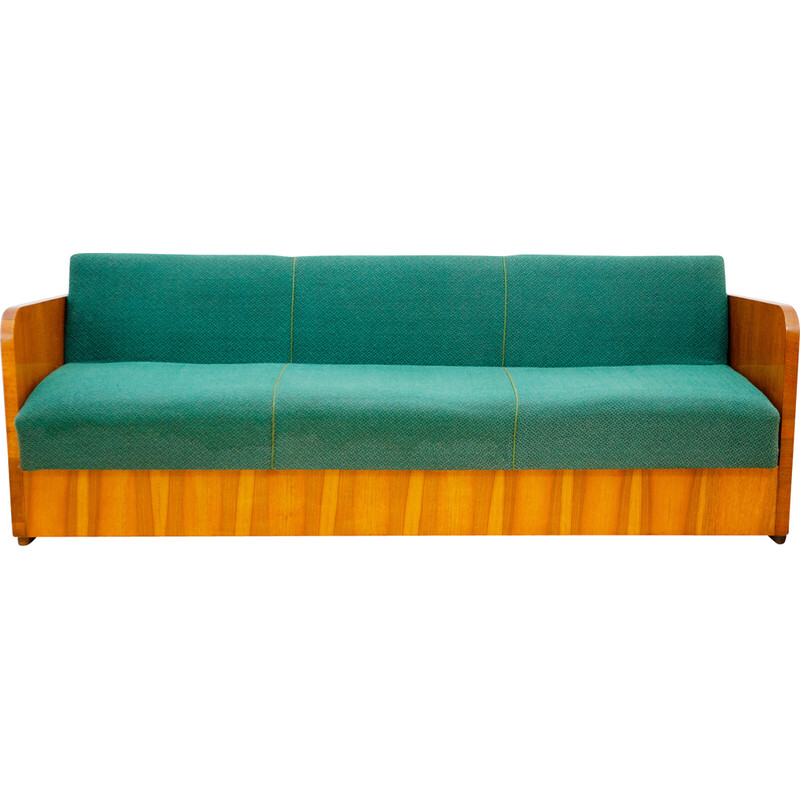 Vintage sofa bed in wood and walnut veneer for Up Závody, Czechoslovakia 1950