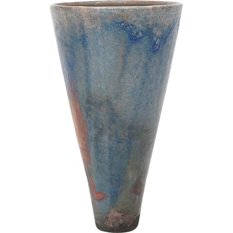 Vase vintage conique en céramique émaillée, 1970