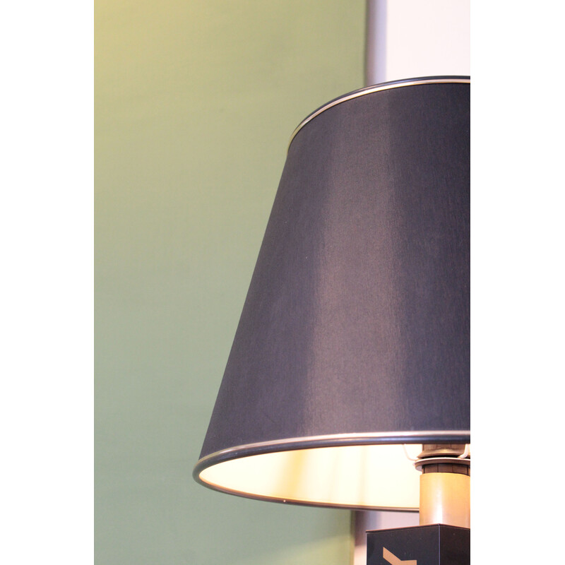 Vintage "Champagne" table lamp in black lacquered metal, France 1970