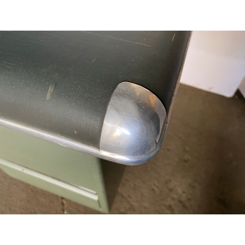 Vintage industrial metal executive desk with 3 drawers, 1950