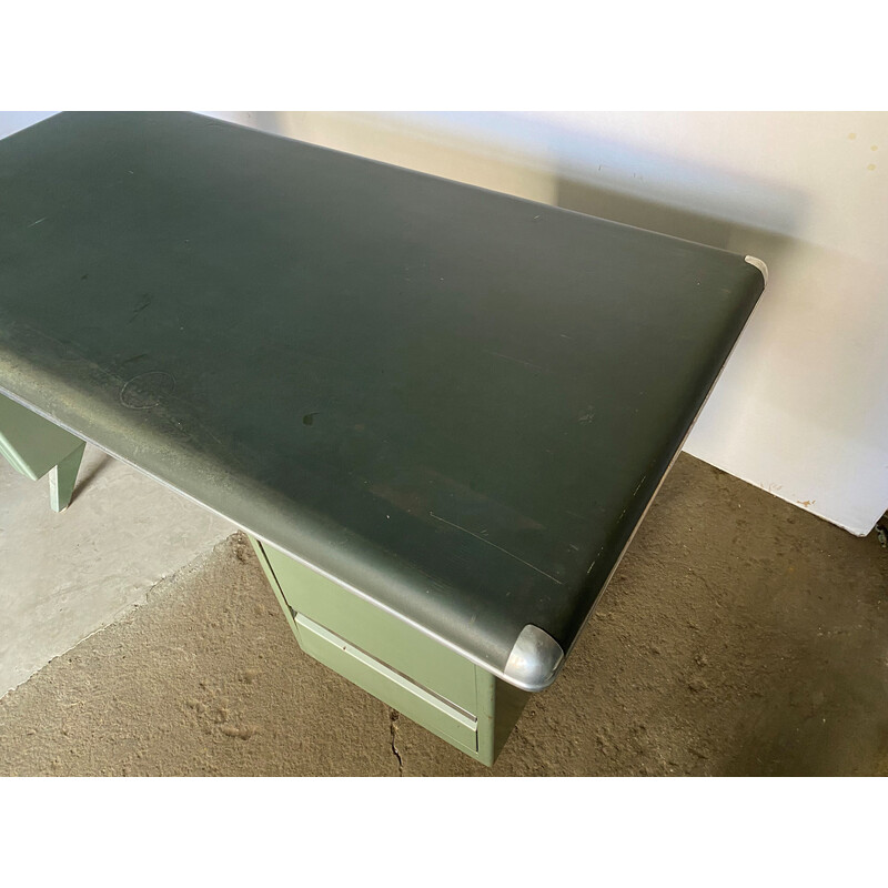 Vintage industrial metal executive desk with 3 drawers, 1950