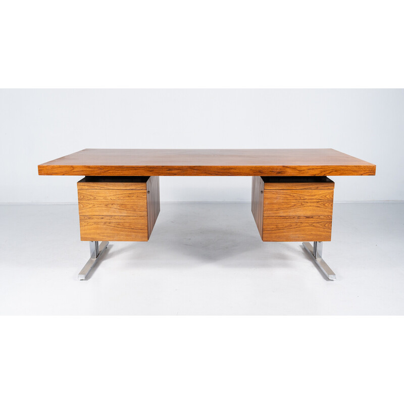 Vintage desk in wood and chrome, Italy 1970