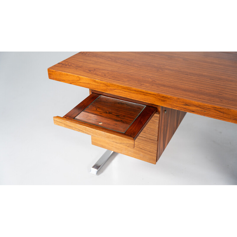 Vintage desk in wood and chrome, Italy 1970