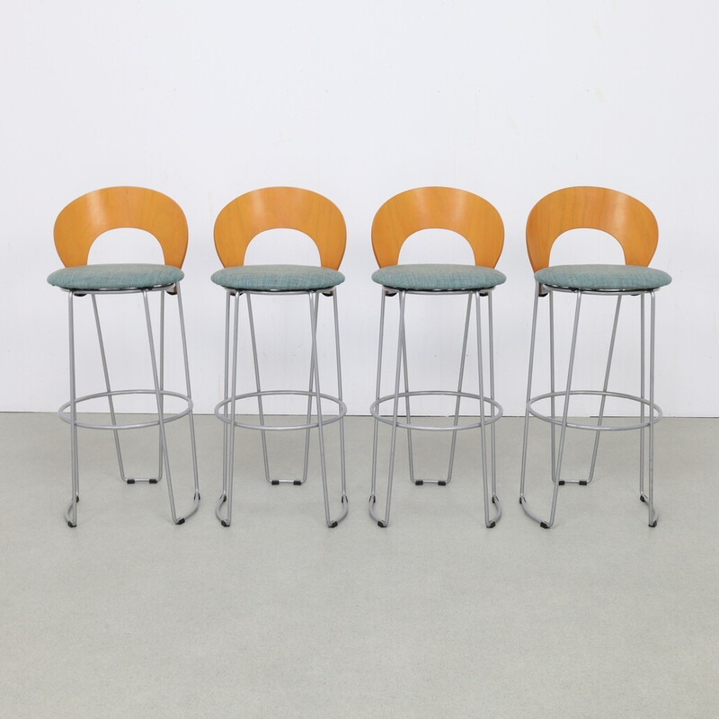 Set of 4 vintage bar stools, 1990