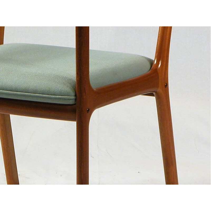 Set of 5 "PJ 412" armchairs in mahagony and blue fabric by Ole Wanscher - 1960s