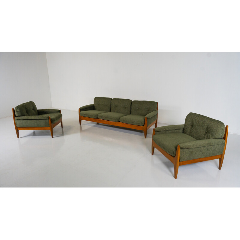 Green vintage 3-seater sofa, 1960
