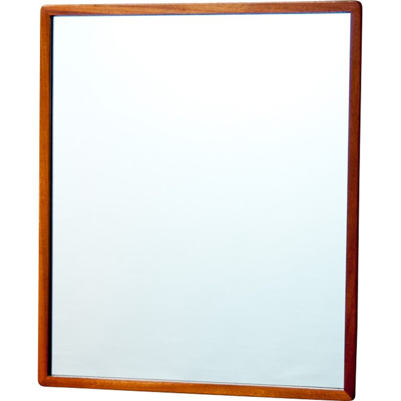 Scandinavian vintage rectangular teak mirror - 1960s