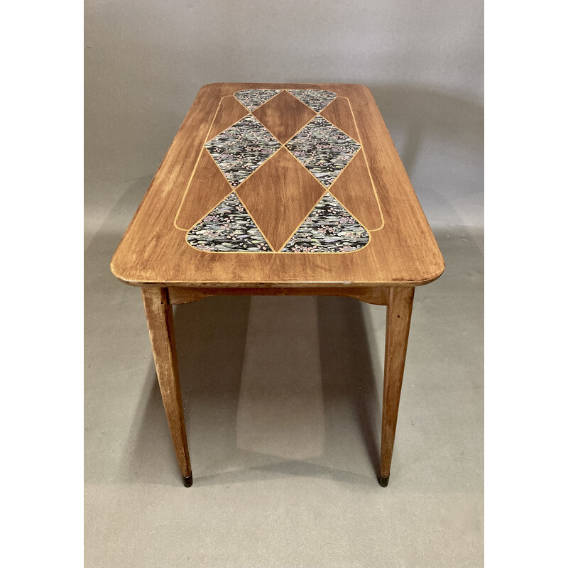 Vintage beech and mahogany coffee table, 1950