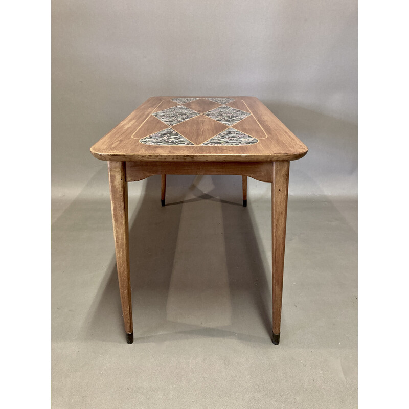 Vintage beech and mahogany coffee table, 1950