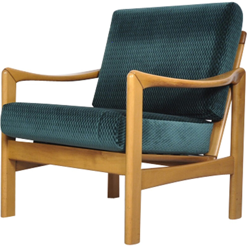 Paire de fauteuils vert émeraude vintage en teck - 1960