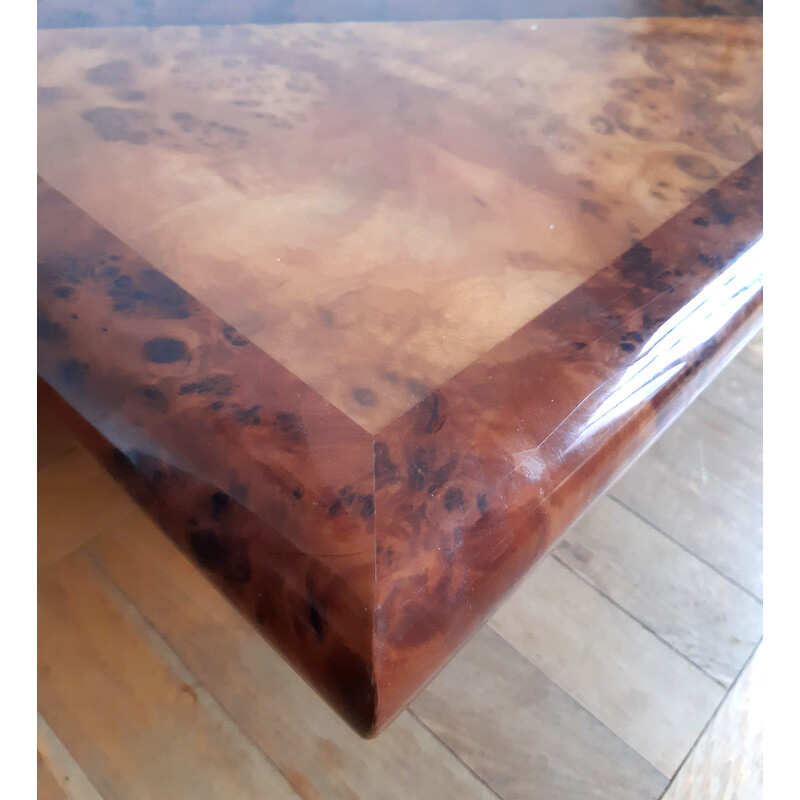 Vintage bar table in elm burl by Eric Maville, 1970