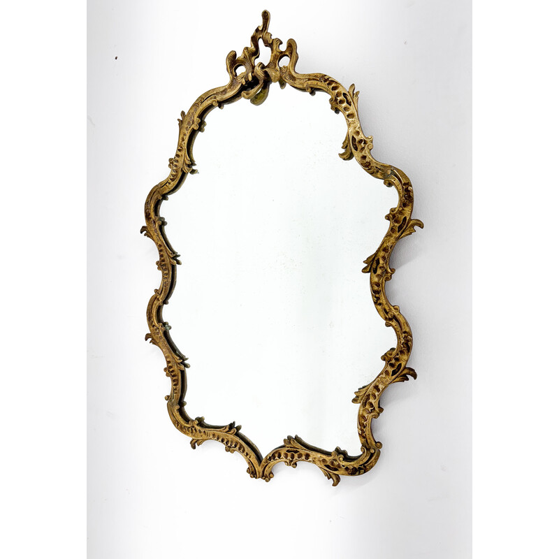 Vintage brass wall mirror, France