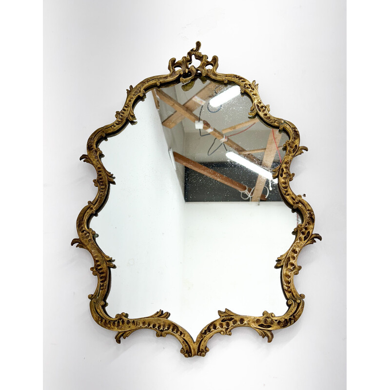 Vintage brass wall mirror, France