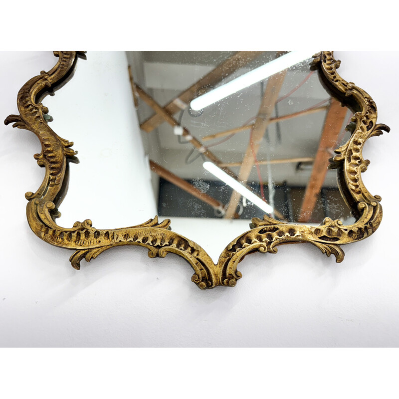 Vintage brass wall mirror, France